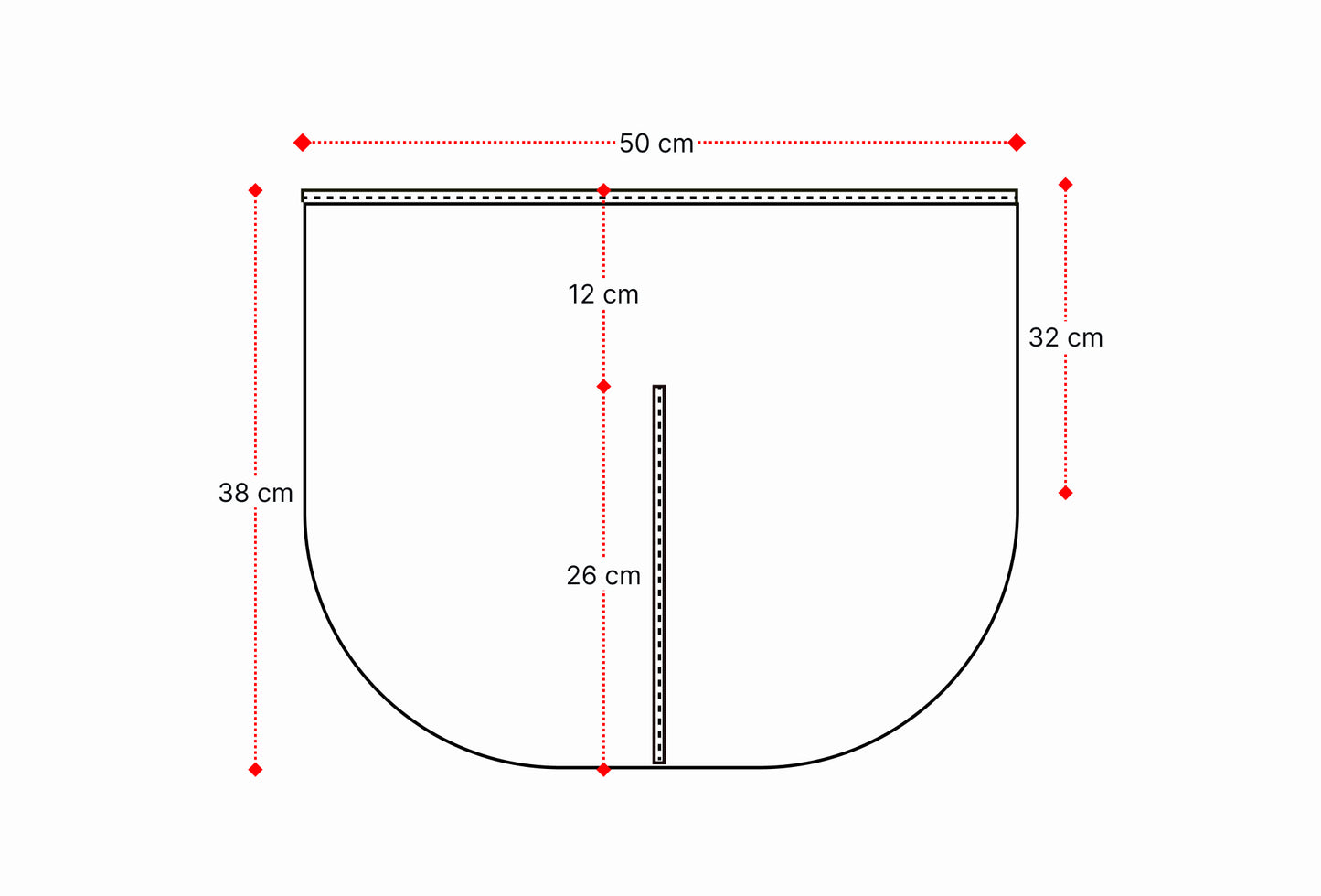 Ilustración técnica de la extensión con patitas del saquito de La Casa de los Gansos, muestra medidas exactas del diseño